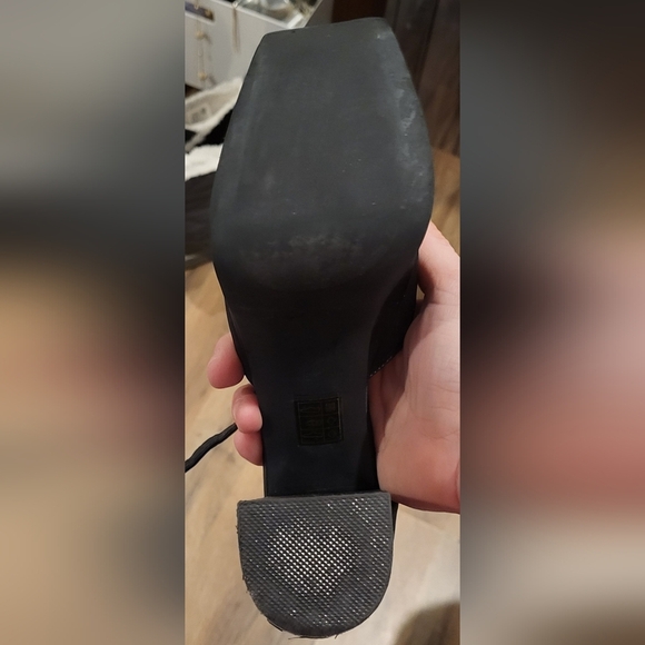 Jeffrey Campbell OVER-N-OUT Platform Black Satin Square Toe Shoes Size 6 - Picture 8 of 11